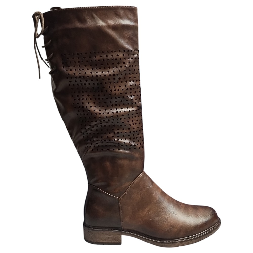 Barcelona-6 Boots Womens Size 8.5W‎ Brown Leather Waterproof Round Toe Side Zip